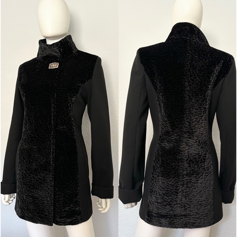 💥SALE💥NEW WOMEN BLACK‎ COAT STAND-UP COLLAR SNAP CLOSURE LINED JACKET PEACOAT